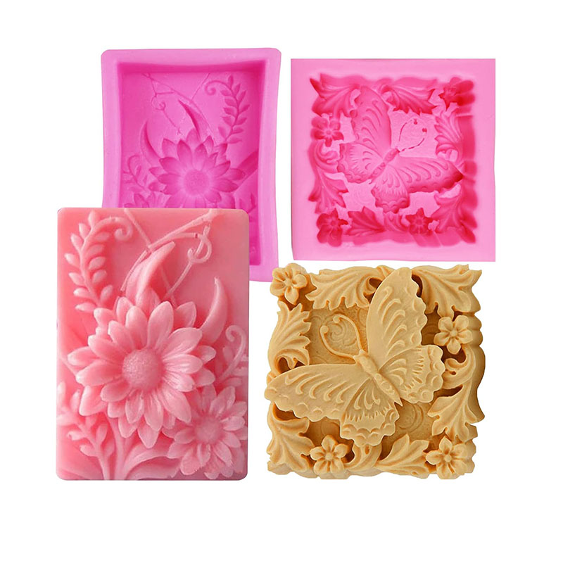 Candle Making Bath - Silikon Sabun Kalıbı 3D Kelebek Çiçek