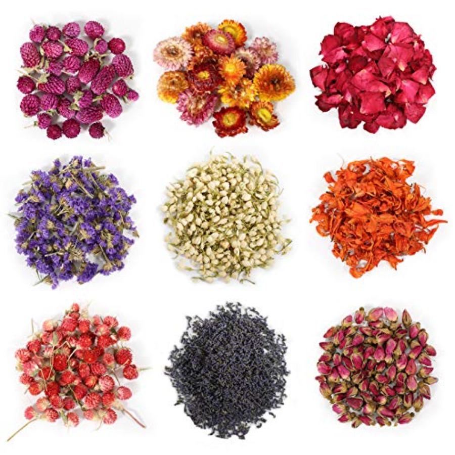Candle Making Bath - 9 Paket Kurutulmuş Çiçekler, %100 Doğal