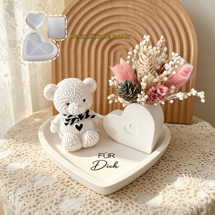 Candle Making Kit Wholesale - Üç Parçalı Reçine Kalıp Seti: Aşk