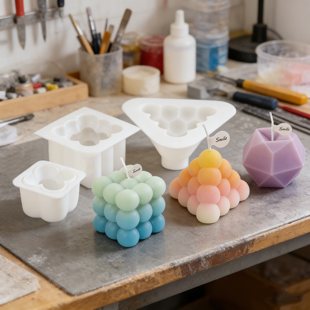 Candle Making Easy - 3D Kabarcık Küp Silikon Mum Kalıpları