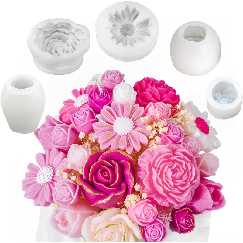 5 Çiçekli Mum Kalıp Seti, 3D Ç - Candle Making Kit Wholesale incelemesi ve fiyatı